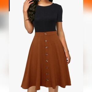 Elegant Brown Button-Front Skirt